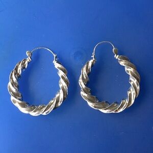 Phyllis Woods Silver Twisty Hoop Earrings